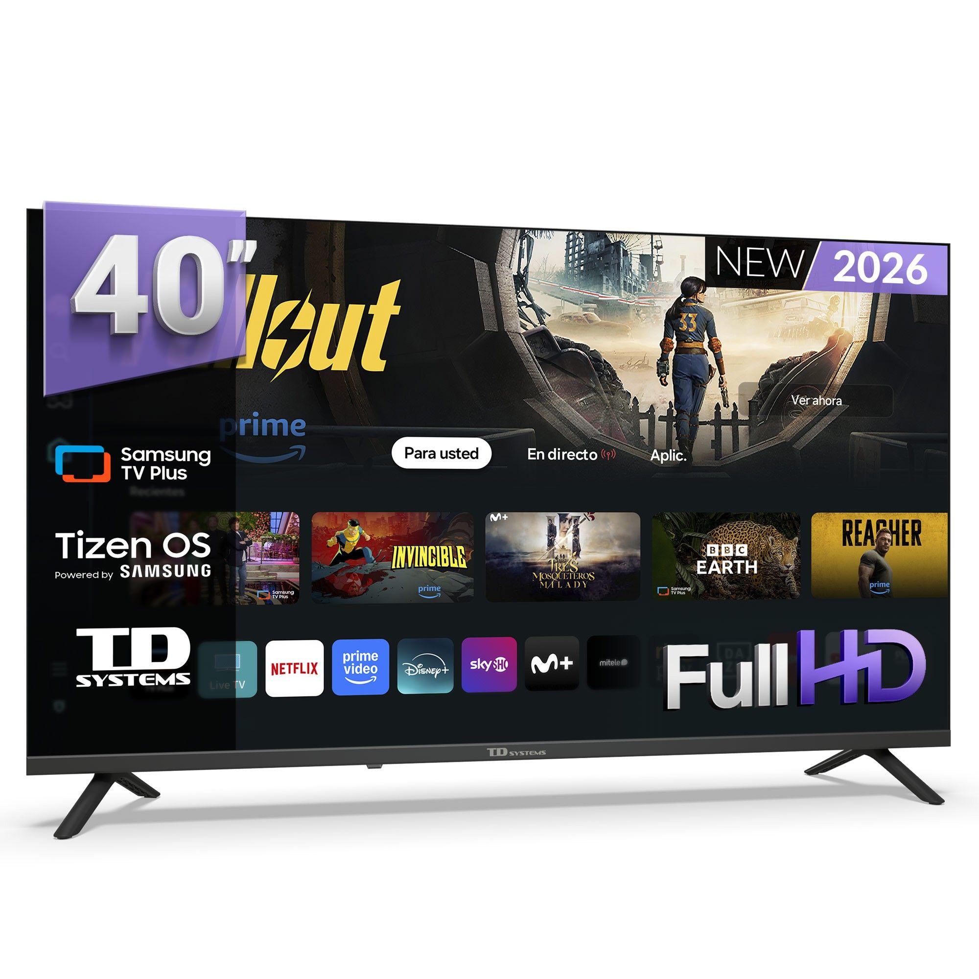 TD Systems - Smart TV 40 pulgadas Samsung TV Tizen OS 8.0. Triple Tuner (DVB-T2/C/S2). Televisores con Samsung Smart TV Gaming Hub. Televisión del 2026 - K40C22TIZEN