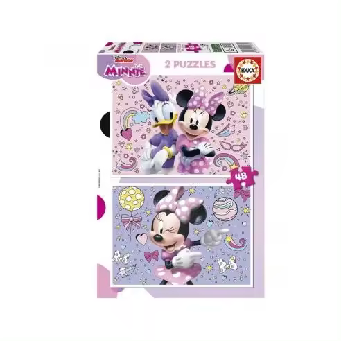 PUZZLE MINNIE 2X48-PIEZAS EDUCA BORRAS Raíz EDADES EDAD DE 3 A 6 AÑOS Todos los juguetes PUZZLES NIÑOS - 1