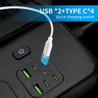 Enchufe Universal Con 5 Salidas 13A 250V 3250W 2m Cable Con 4 Type-C Y 2 USB Interruptor Independiente Estación De Energía - details 1