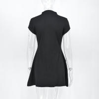 Vestido A-LINE De Moda Para Mujer Elegante Fiesta Verano Manga Corta Negra Mini Vestido Casual Streetwear Clubwear Sexy Slim Para Dama - details 14