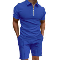 Camisa Polo Para Hombre Verano 2024 Conjunto De Color Sólido Con Cuello En V Manga Corta Ajustada Estilo Casual - details 9
