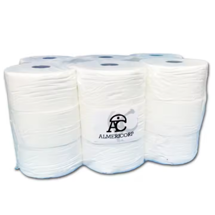 Rollos Papel Higiénico Laminado Industrial 2 Capas Pasta pura 145M 2/H 100% Pasta Baño Rollo WC 1 Saco de 18 Rollos - 400gr / Rollo WC Extrablanco con precorte Laminado XXL ALMERICORP - 1