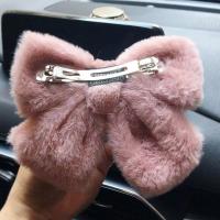 Juego De Clip Para El Cabello De Peluche Lindo Con Lazo De Tela Accesorios Para El Cabello De Color Sólido Para Uso Diario - details 12