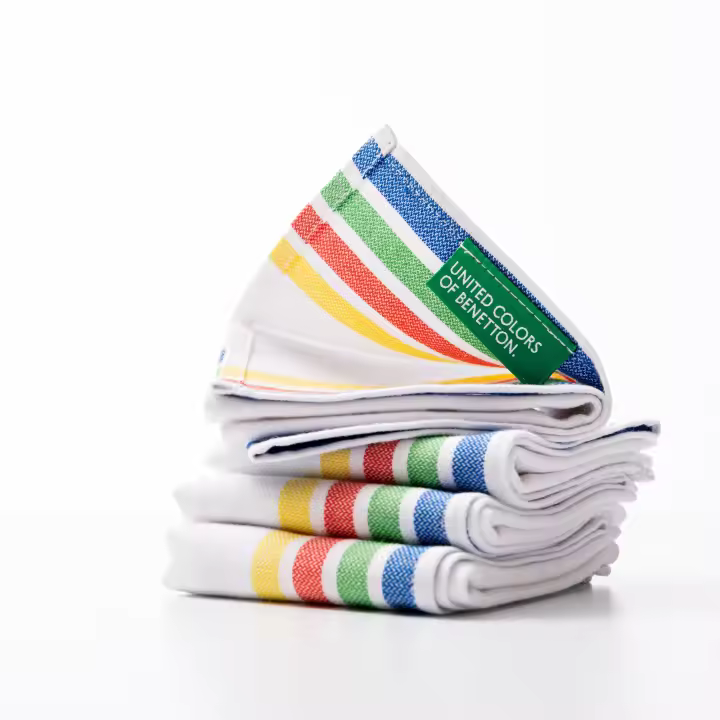 Benetton Juego de 4 Manteles Individuales de Algodón a Rayas - 1