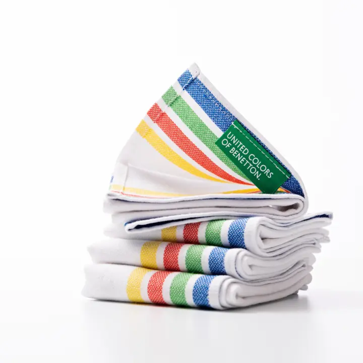 Benetton Juego de 4 Manteles Individuales de Algodón a Rayas - 1