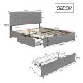Cama de Matrimonio Tapizada 160x200 cm con Cabecero Acolchado Ajustable y 4 Cajones, Gris - details 2