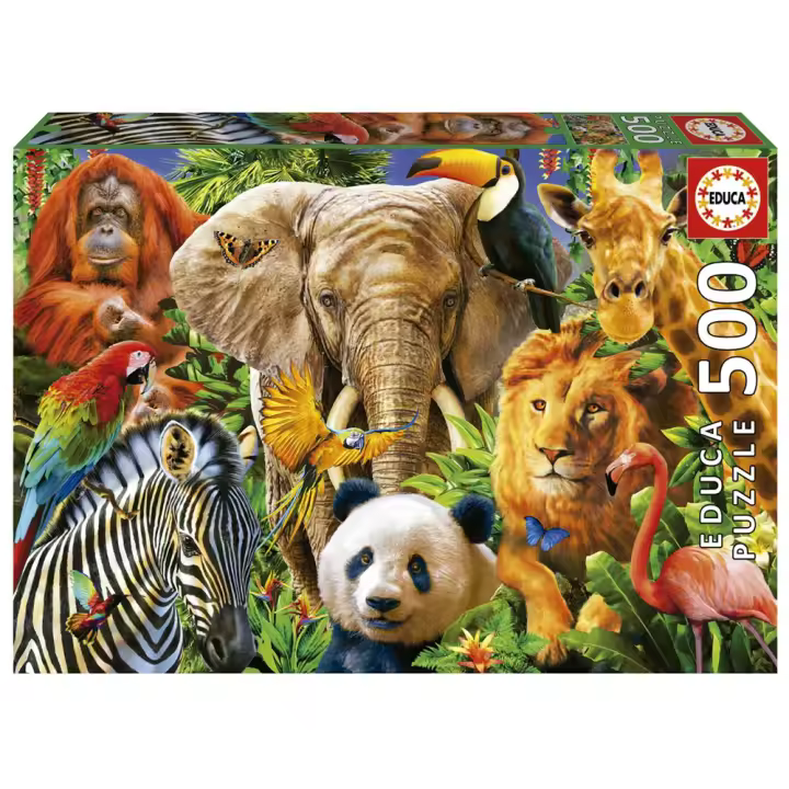 Puzzle  500 piezas Collage de Animales Salvajes (Educa 19550) - 1