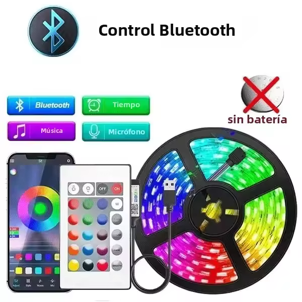 Tira De Luces LED RGB 5V USB 5M 10M Con Control WiFi Bluetooth Para Iluminación De Habitaciones Cocinas Y Paredes Para Niños - 1