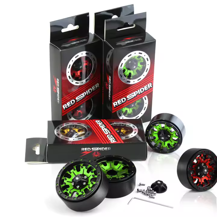 RS Juego De 4 Piezas De Rueda De Llanta De Goma Y Encaje Para RC Crawler 1/10 TRX4 Axial SCX10&SCX10 II RBx10 Metal Color Negro - 1