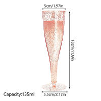 5PCS Creativos Flutes De Champán Plásticos Desechables Con Polvo De Oro Y Pierna Alta Para Bodas Y Fiestas Copas De Vino De Coctel Ecológicas - details 0