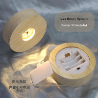 Soporte De Madera Para Lámpara LED Base De Cristal Resina 3D De 8cm Y 10cm Con Luz Caliente Fría Operado Por Baterías AAA - details 3