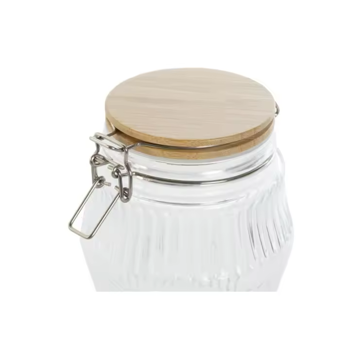 Home ESPRIT - Set de 3 Botes Home ESPRIT Transparente Silicona Bambú Cristal 13,5 x 13,5 x 27 cm - 1