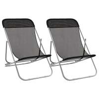 vidaXL Silla de playa plegable 2 uds acero recubierto textilene Azul, Negro, Rojo Sillas de Exterior Ideal para jardín, playa, piscina, terraza Tumbona Piscina Tumbonas Playa Tumbonas Jardín Exterior - details 0