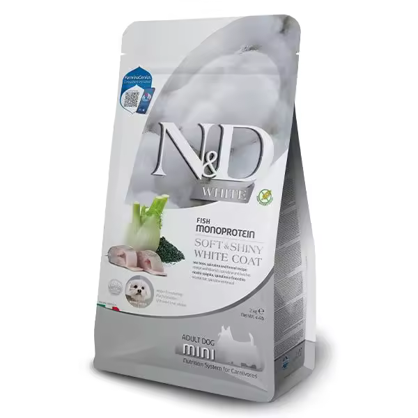 FARMINA N&D WHITE DOG LUBINA SPIRULINA MINI 2KG / Alimento completo para perros adultos - 1