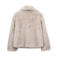 TRAFZA Chaqueta Corta De Pelo Sintético Para Mujer Estilo Vintage Cuello Enrollado Doble Botón Cierre Manga Larga Invierno Callejero - details 2