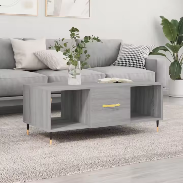 vidaXL Mesa de centro madera contrachapada gris Sonoma 102x50x40 cm - 1
