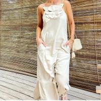 Vestido Elegante De Verano Con Flores 3D Y Manga Larga De Algodón Y Hémpa Estilo De Vacaciones Sin Mangas Cintura Alta Rotura Top Equipo - details 2