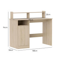 HOMCOM Escritorio con Estantería Moderno Escritorio con Puerta Compartimentos Abiertos y Soporte para Monitor Mesa para Estudio Dormitorio Hogar Oficina 108x50x94 cm - details 1