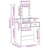 Mesa de tocador vidaXL con luces LED Gris Sonoma 79x41x140 cm - details 7