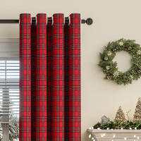 Cortinas De Navidad a Cuadros Térmicas Y Antipolvo Con Anillos Para Ventanas Cortina Negra Para Dormitorio Y Sala De Estar - details 3