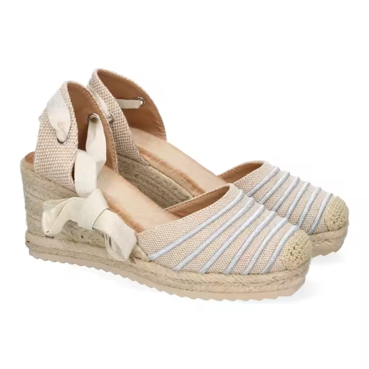 PuntoSalao Sandalias plateadas de cuña media en yute para mujer 5Q82 - 1