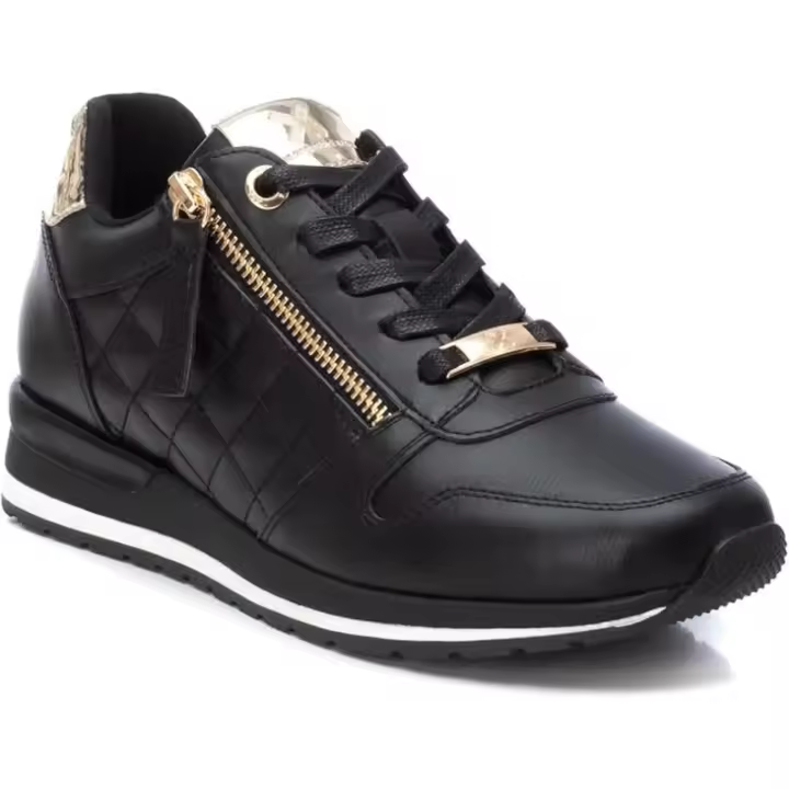 XTI - Zapato Deportivo para Mujer - Negro - Con Cuña y Detalles en Oro - 1