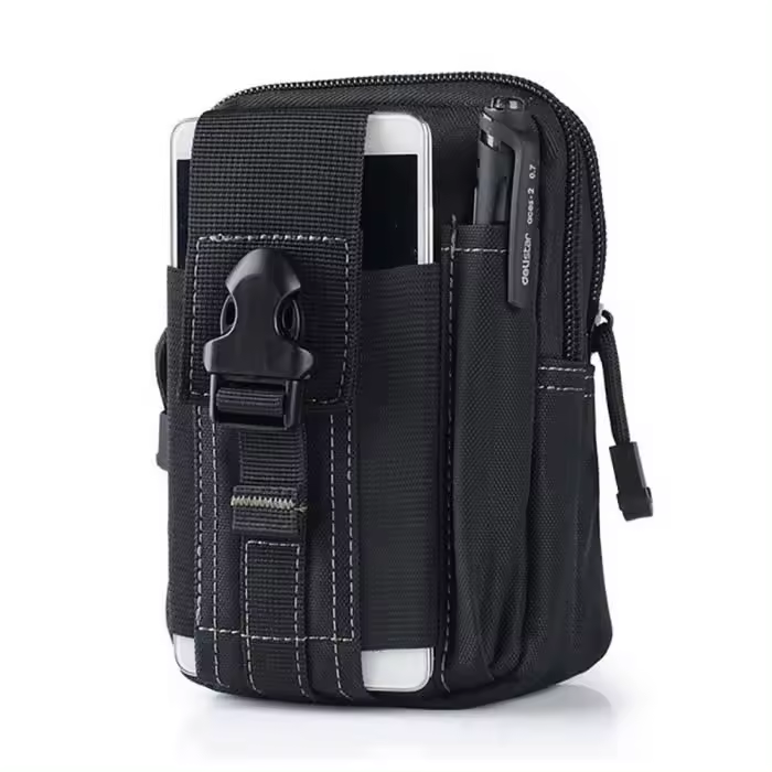 1x Bolsa de cinturón táctica Negra, accesorio esencial para helbres - 1