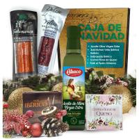 Caja de Navidad EXCLUSIVE: Aceite Oliva Virgen Extra + Salchichon Iberico Bellota + Sobrasada Iberica + Pate + Crema Floral de Queso - CAJA S - details 0