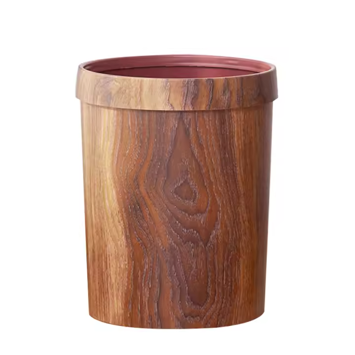 Cubo de basura de grano de madera creativo Retro Para el hogar, sala de estar, cocina - 1