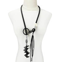Collar Largo De Moda Bohemia Para Mujer Con Diseño De Borla Joyería Sencilla Y Gótica Accesorios Para Fiesta Correa Elástica De Silicona Color Negro - details 1