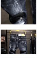 Jeans Rupturados Para Hombre 2024 Otoño Nuevos Stretch Slim Straight Pantalones Streetwear Jovenes Pequeños Detalles En Denim - details 5