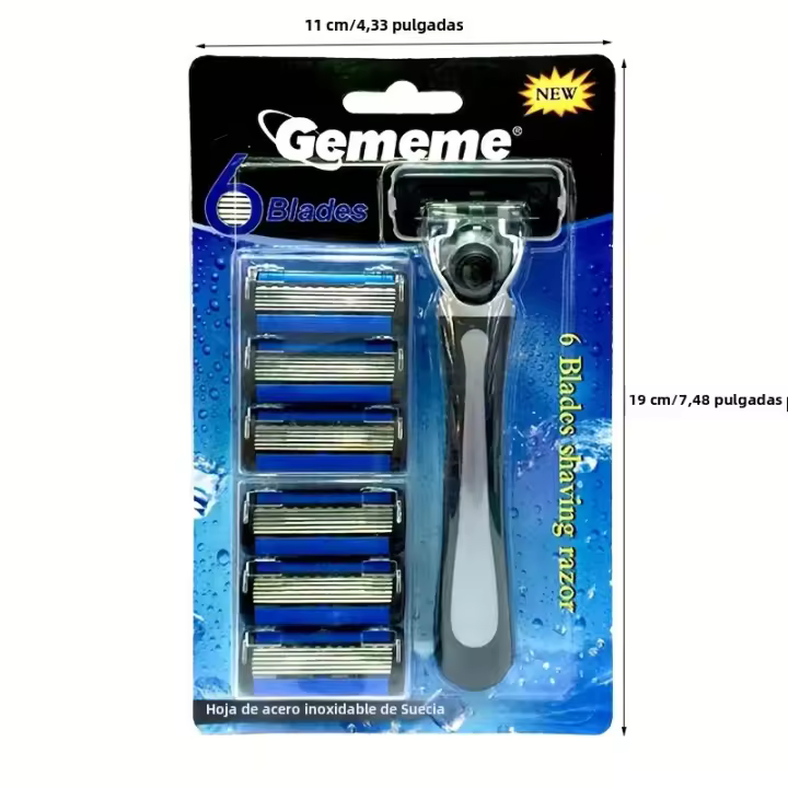 Afeitadora Manual Para Hombres Con 6 Capas De Cuchillas Herramienta De Eliminación De Pelo Facial Afeitadora De Seguridad - 1
