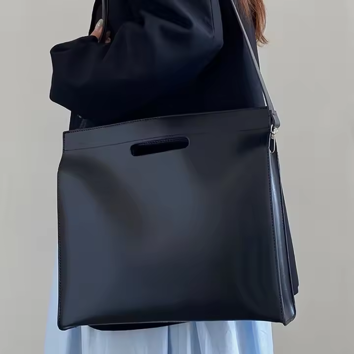 Bolso De Hombro Grande Para Mujeres Simple Y Elegante Bolso De Trabajo Y Estudio Bolso De Documentos Para Portátil Bolso De Moda De Cuero PU - 1