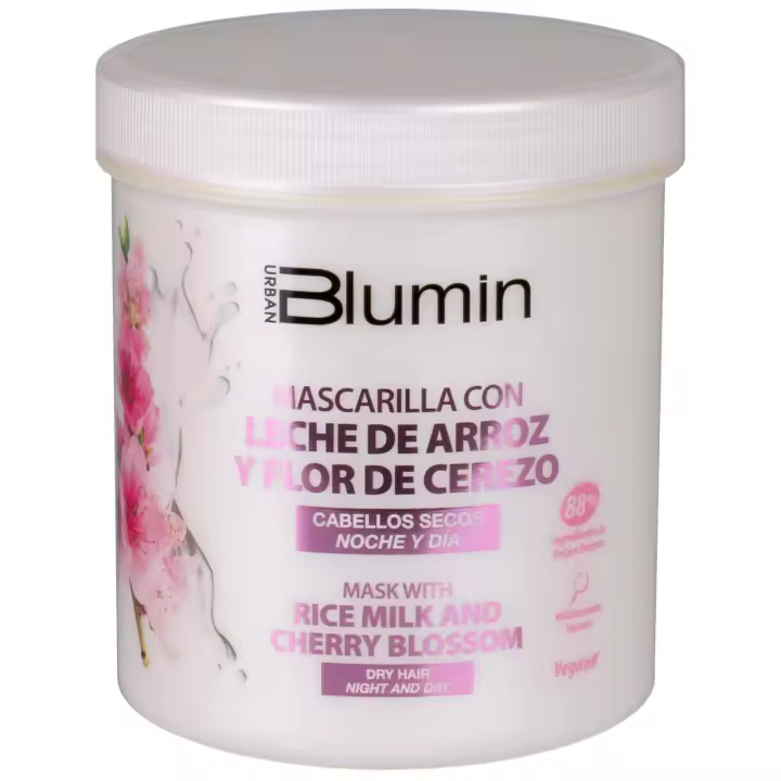 Blumin Mascarilla con Leche de Arroz y Flor de Cerezo para cabellos normales o secos, 700 ml - 1