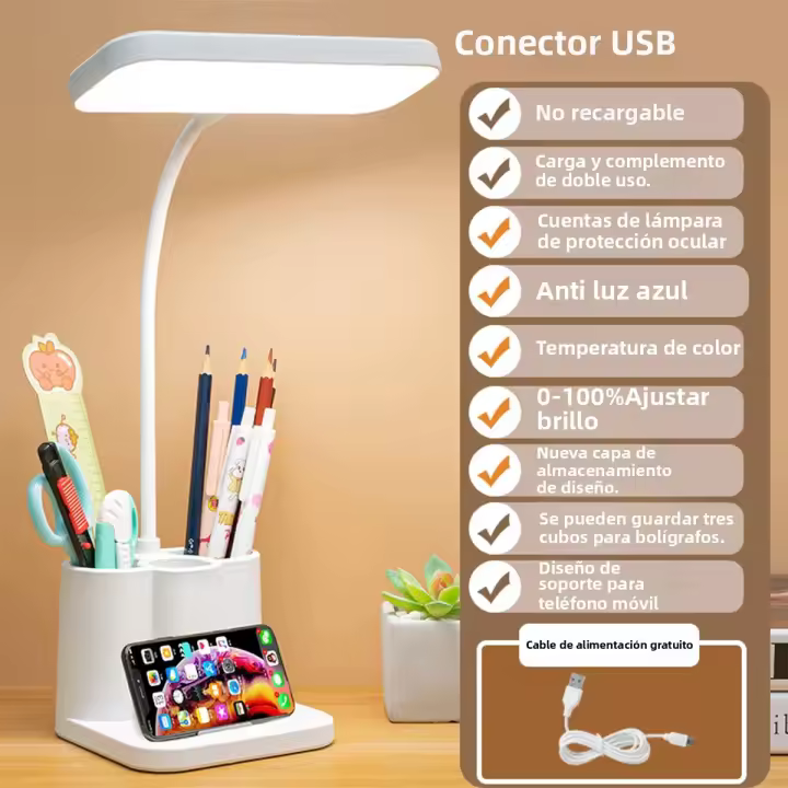 Lámpara De Mesa LED Recargable Por USB Con Modos Táctiles De Iluminación Protección Ocular Para Lectura Y Noche Luz De Almohada - 1