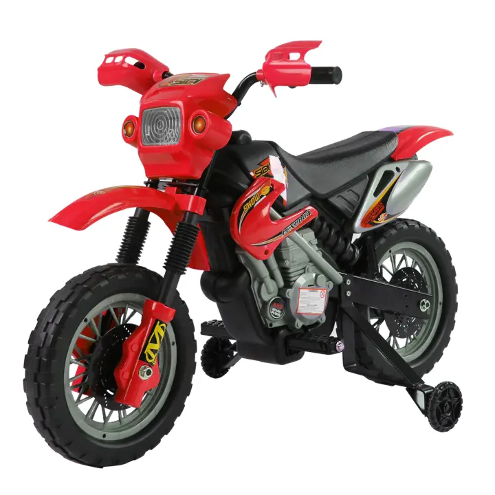 HOMCOM Moto Electrica Infantil Bateria 6V Recargable Niños 3-6 Años Cargador y Ruedas Apoyo - 1