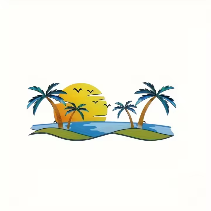 Decoración De Pared En Metal Con Palmeras Tropicales Arte Para Baño 1 Pieza Adorno De Playa Para Interiores Y Exteriores - 1