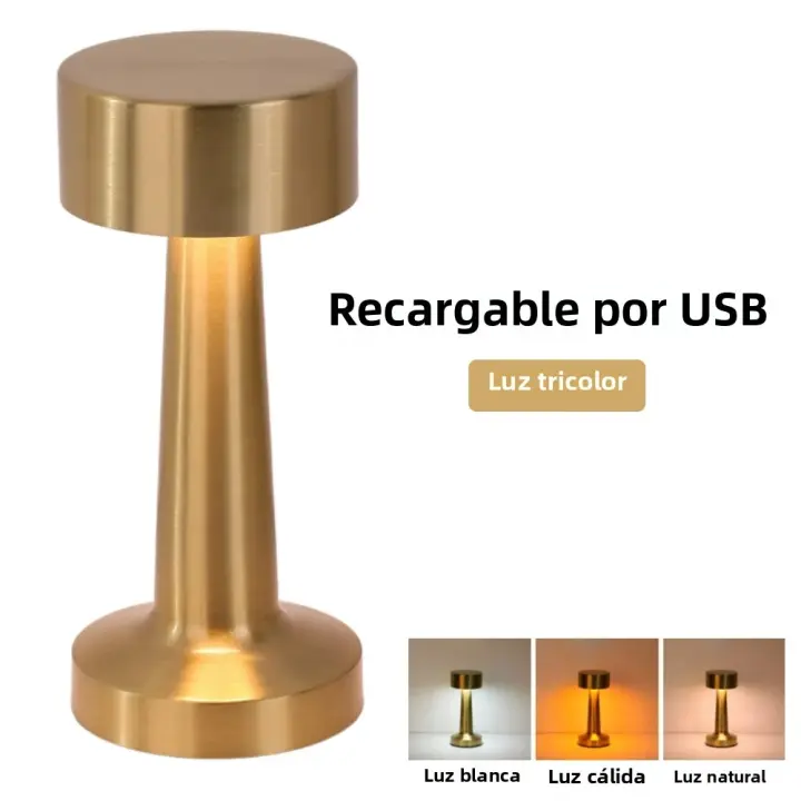 Lámpara De Mesa Retro Con Toque Metálico Recargable LED Para Decoración De Bar Coffee Table Restaurante Dormitorio Luz Nocturna - 1
