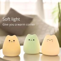 Luz De Noche Táctil Gato Colorido De Silicona Luz LED Cartoon Lámpara De Mesa Decorativa Para Dormitorio Iluminación Alrededor Del Cama - details 8