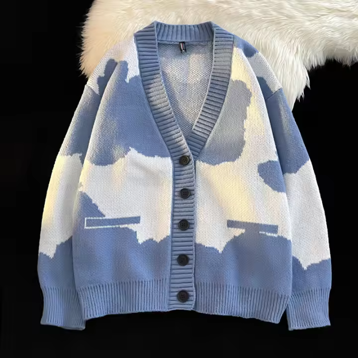 Suéter De Manga Larga Para Mujer Y Hombre Con Cuello En V Botones Abiertos Suave Y Cálido Chaqueta De Lana Tejida Casual Para Otoño E Invierno - 1