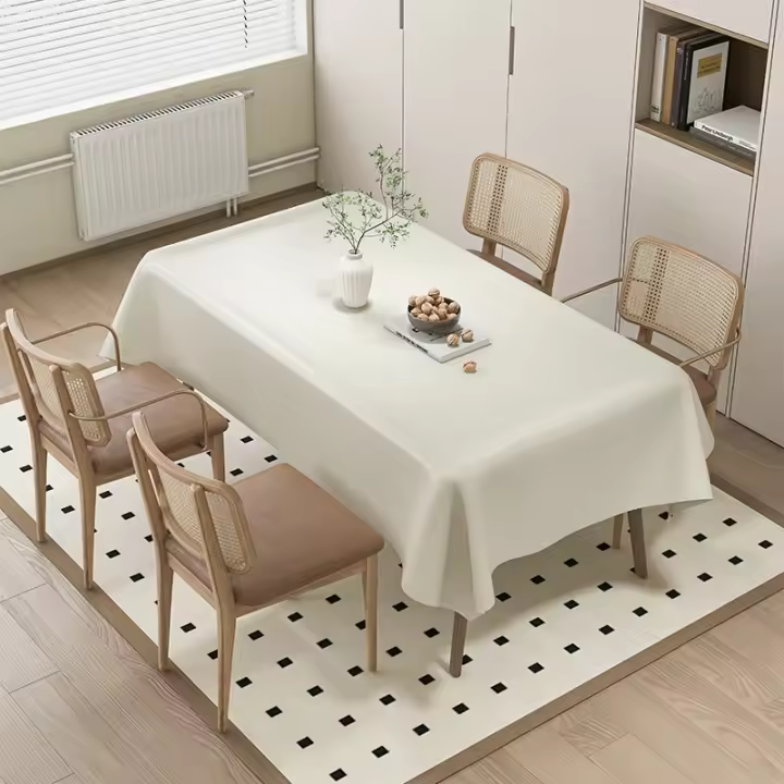 Mantel Liso Tela Algodón orgánico Impermeable Antimanchadas Rectangular Color Gris Claro,Perfecto para todas las ocasiones Especiales, se puede utilizar en Coqueto, Cocina, Salón, Jardín, banquete, picnic, etc. - 1