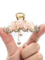 1pcs Hermoso Y Elegante Pinza Para Cabello Con Flor De Cristal Y Perla Para Mujeres Y Niñas Accesorios De Peluca Para Fiestas Y Cuentas De Cabellera - details 4