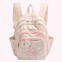 Mochila De Corduroy Estilo Y2K Para Estudiantes Moda Mochila Para Portátil Casual Con Varios Bolsillos Para Vacaciones Para Adolescentes Y Mujeres - details 8