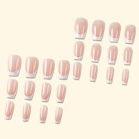 Uñas Postizas Brillantes Cortas En Rosa Estilo Francés Gradient 24 Piezas Uñas Artificiales Reutilizables Para Manicura Falsa - details 9