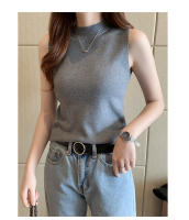 Top De Hombros Desnudos Para Mujer Verano Versátil Basic Solido Camiseta Casual Cuello Redondo Delgada Tees Vestido De Mujer - details 11