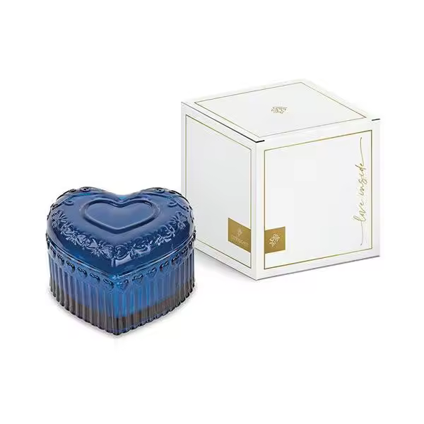 Cupid & Co. Vela perfumada Corazón de vidrio azul con caja - 1