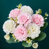 Flores Artificiales De Seda Rosa Y Blanca Peonía Decoración Para Hogar Y Boda Disposición En Sala De Estar Y Comedor Arreglo De Flores Falsas Para DIY - details 0