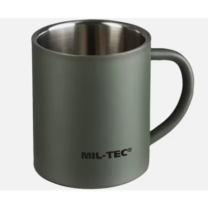 Taza de  Bebida 300 ml verde oliva Acero Inoxidable - MIL-TEC - Taza para acampada , aventura , outdoor - 1
