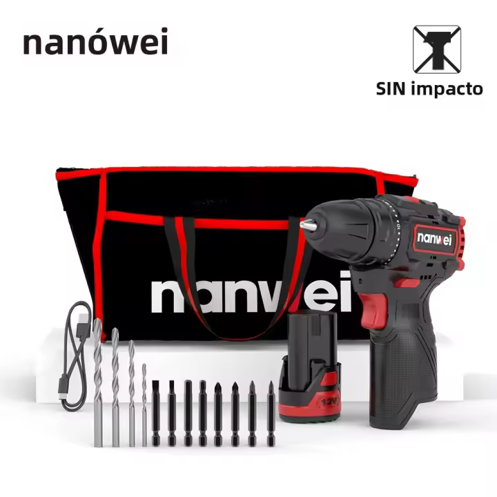Nanwei Mini Furador Eléctrico Recargable De 12V Herramienta Multifuncional Para El Hogar Con Destornillador Inalámbrico Y Batería - 1