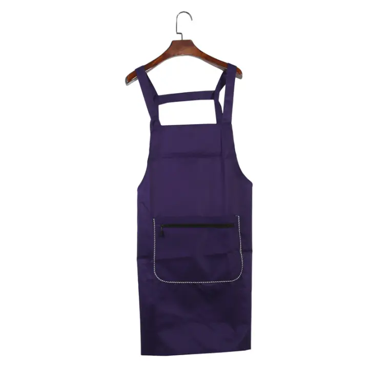 Delantal De Cocina Resistente Al Agua Y Aceite De Color Sólido Moda Para Hombres Y Mujeres Delantal De Trabajo Sin Mangas Para El Hogar - 1